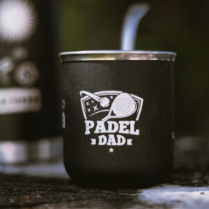MATE DE ACERO CON BOMBILLA CHATA -PADEL DAD-